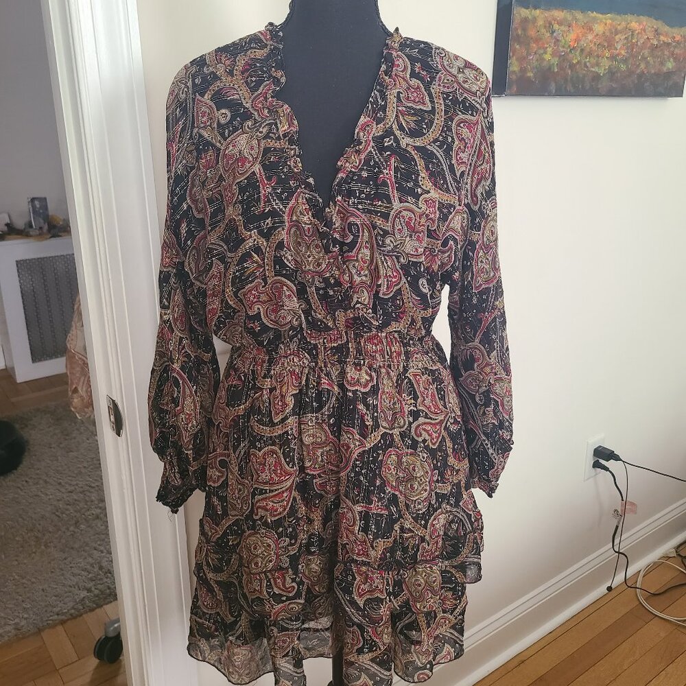 The Kooples Paisley Metallic Silk Dress